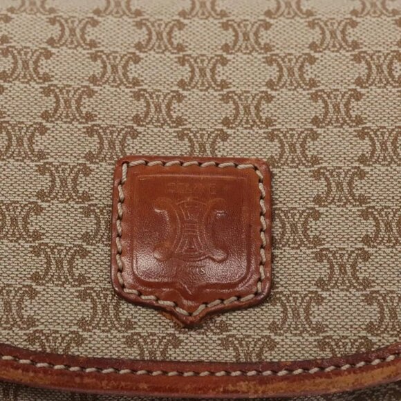 CELINE Macadam Canvas Shoulder Bag PVC Leather Beige Auth - Picture 7 of 16